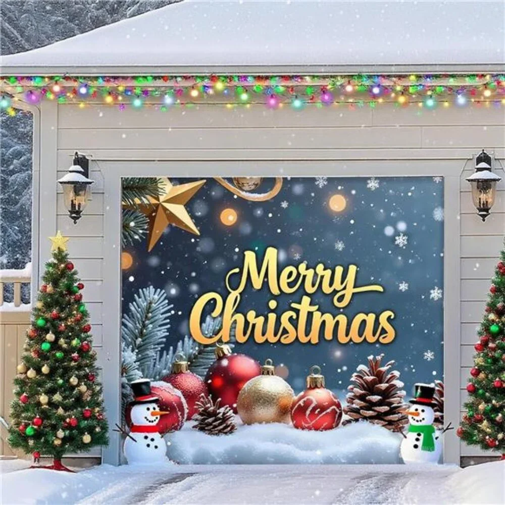 Christmas Garage Door Cover, Large Christmas Banner Backdrop Decorations